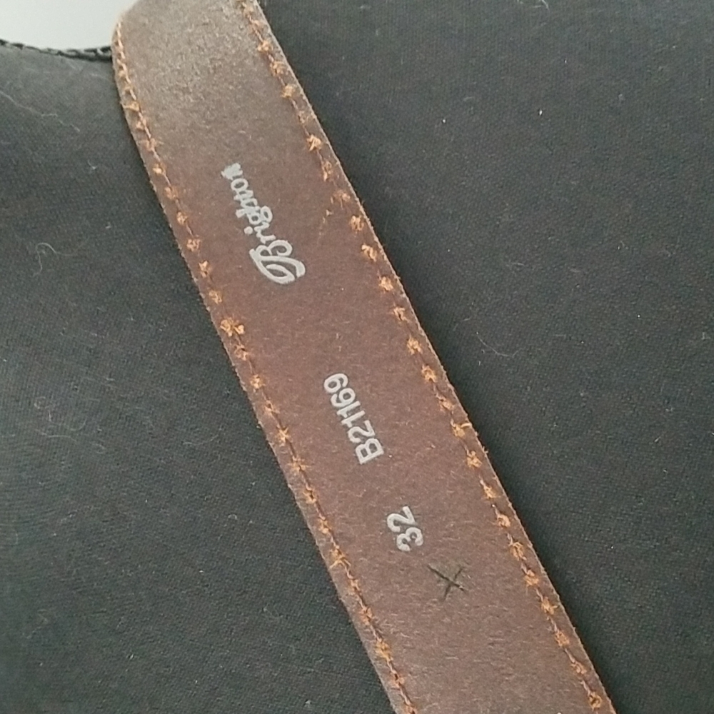 Brighton Tooled Brown Leather Belt with Silver Buckle - Picture 3 of 5